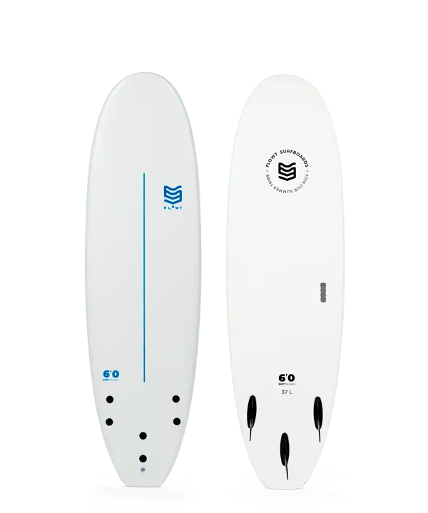 Flowt Standard Soft Top Surfboard – 6'0", White 1