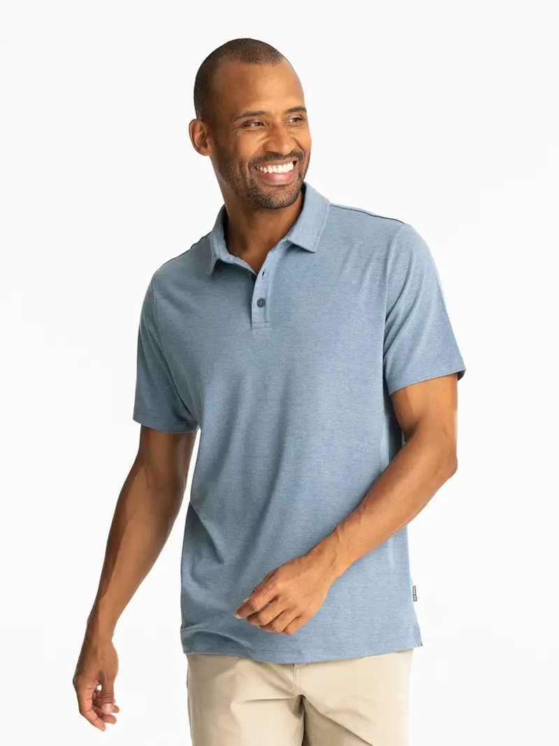 Free Fly Bamboo Flex Polo Ii In Heather Deepwater 1