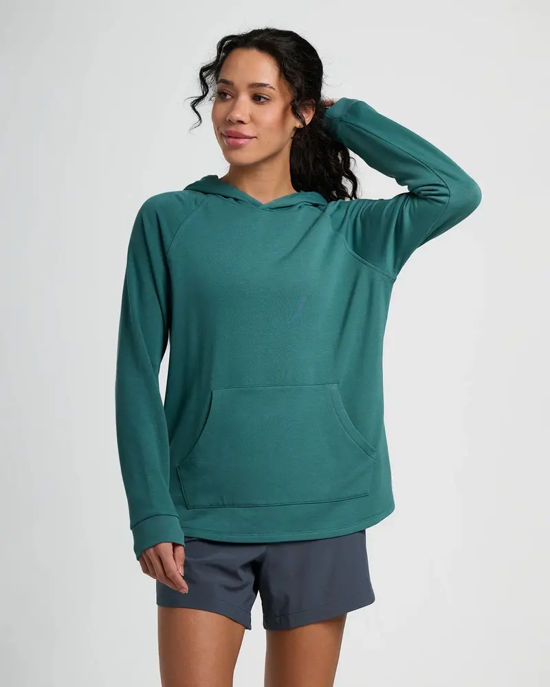 Free Fly Bamboo Lightweight Fleece Hooded Long-Sleeve Shirt In Sea Pine 1