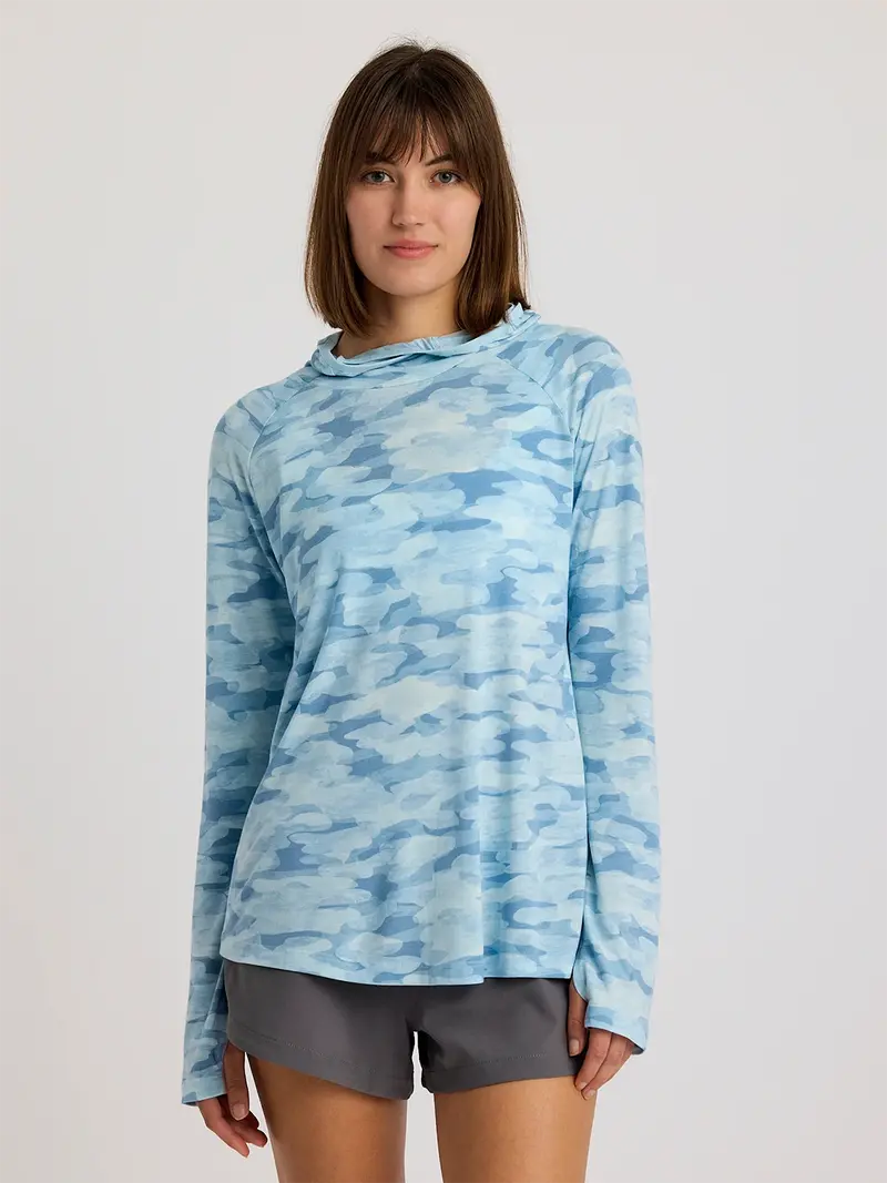 Free Fly Bamboo Lightweight Hoodie Ii – Long Sleeve, Seasmoke Camo Surf Blue 1
