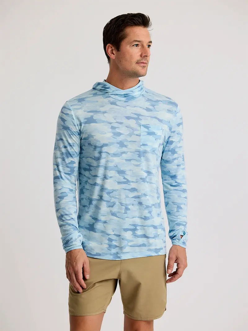Free Fly Bamboo-Lined Hooded Long-Sleeve Shirt – Seasmoke Camo Surf Blue 1
