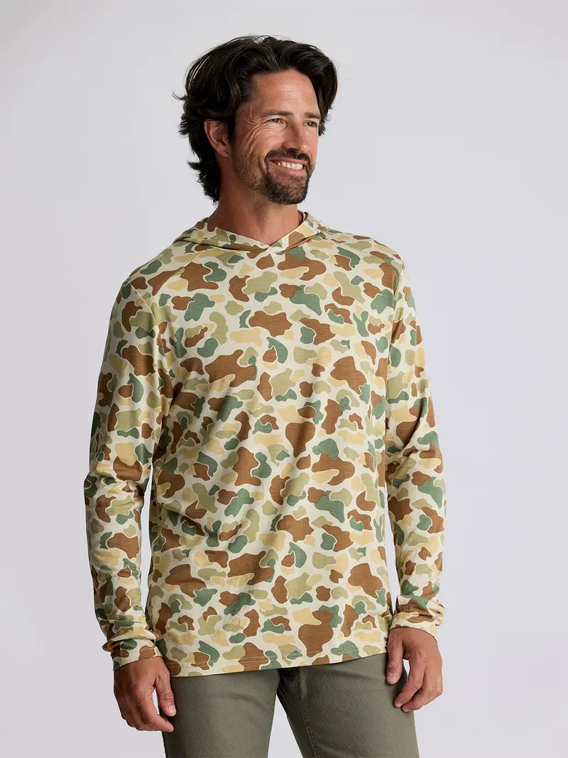 Free Fly Bamboo Shade Camo-Print Hooded Long-Sleeve Shirt In Vintage Camo 1