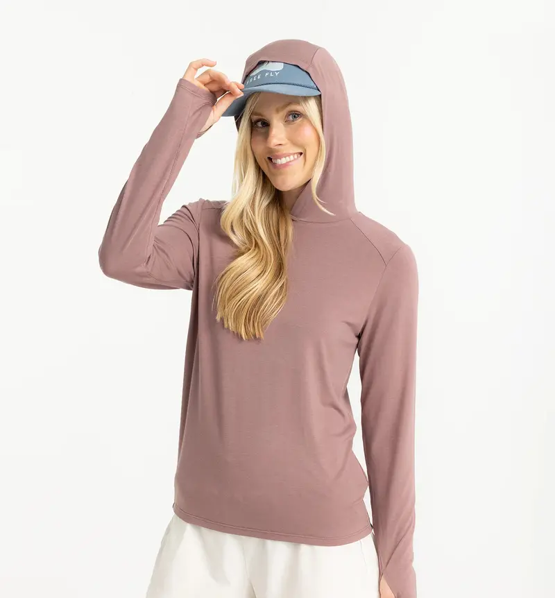 Free Fly Bamboo Shade Lightweight Hooded Long-Sleeve Shirt In Fig 1