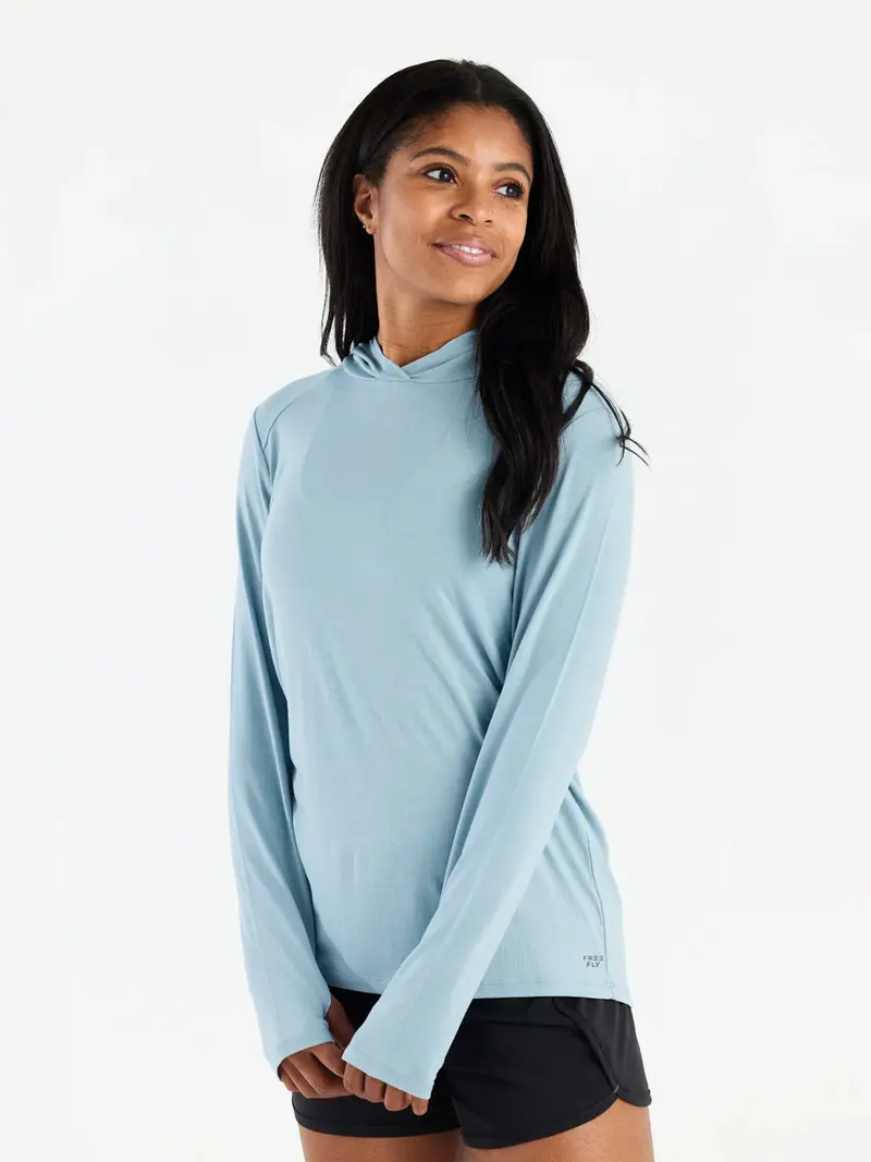 Free Fly Bamboo Shade Lightweight Hooded Long-Sleeve Shirt In Ocean Mist 1