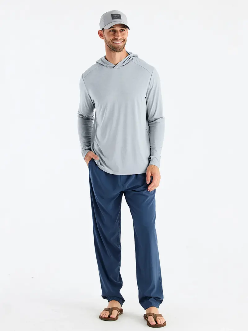 Free Fly Bamboo Shade Long-Sleeve Hooded Shirt In Heather Aspen Grey 1