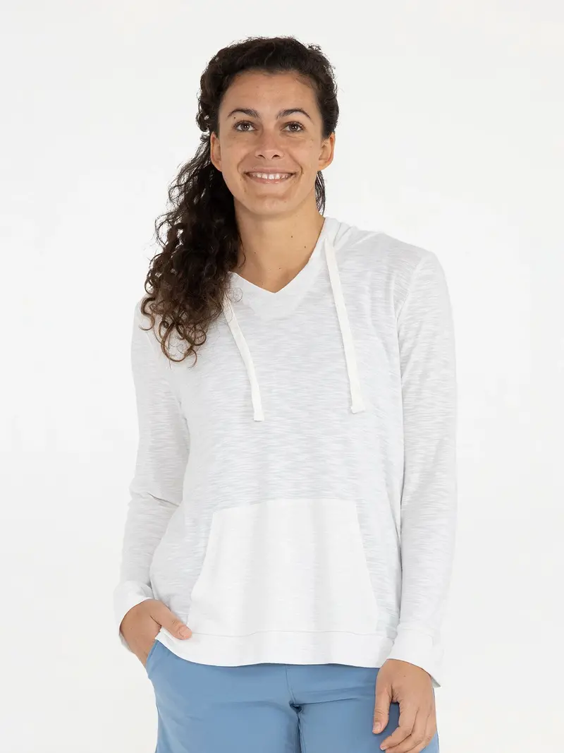 Free Fly Bamboo Slub Hooded Long-Sleeve Shirt – Sea Salt 1