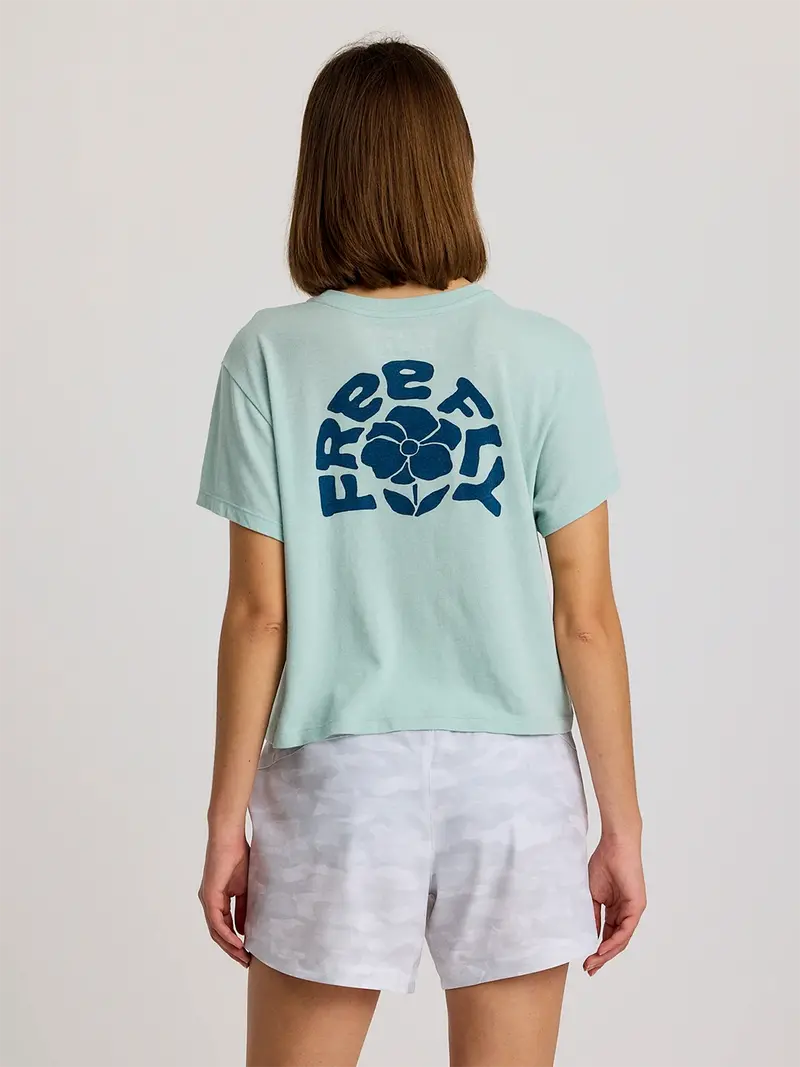 Free Fly Poppy T-Shirt In Heather Ocean Mist 1