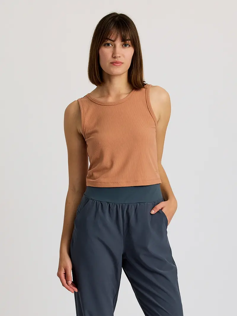 Free Fly Ribbed Bamboo Tank Top In Canyon Clay 1