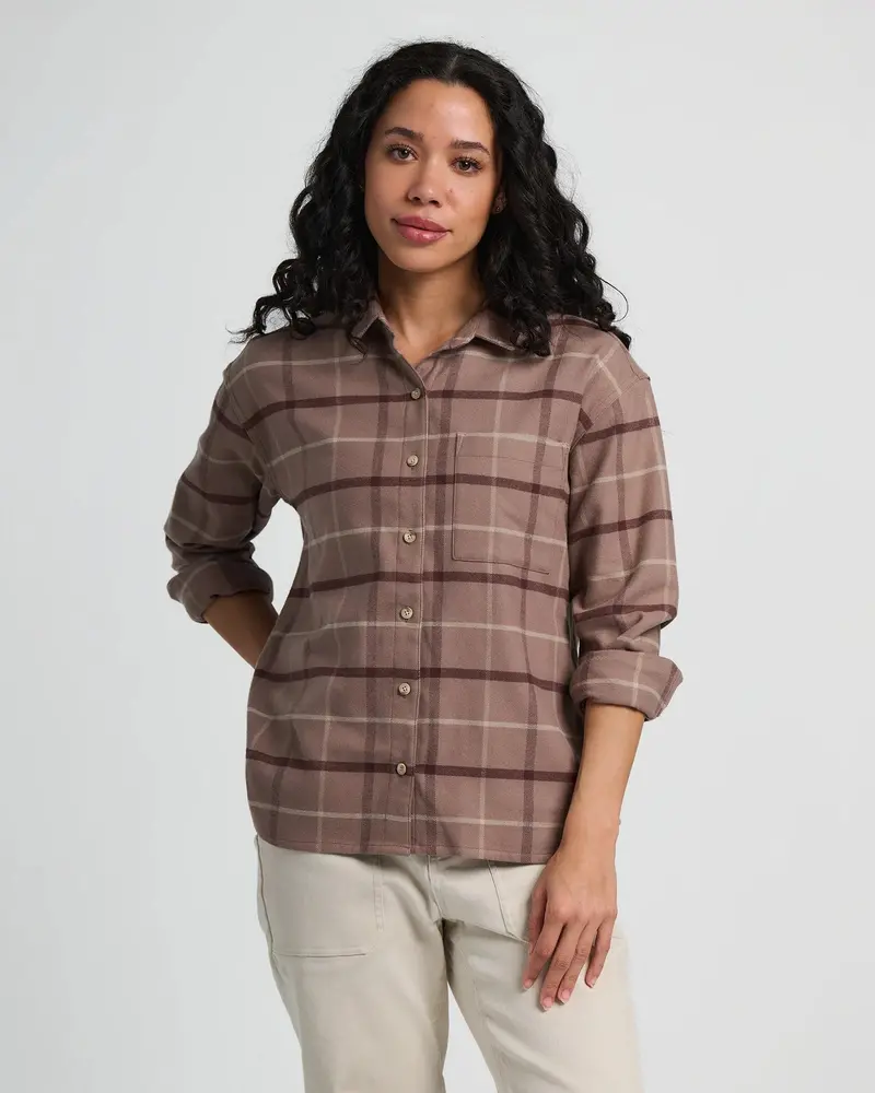 Free Fly Seawool Flannel Long-Sleeve Shirt In Fossil Plaid 1