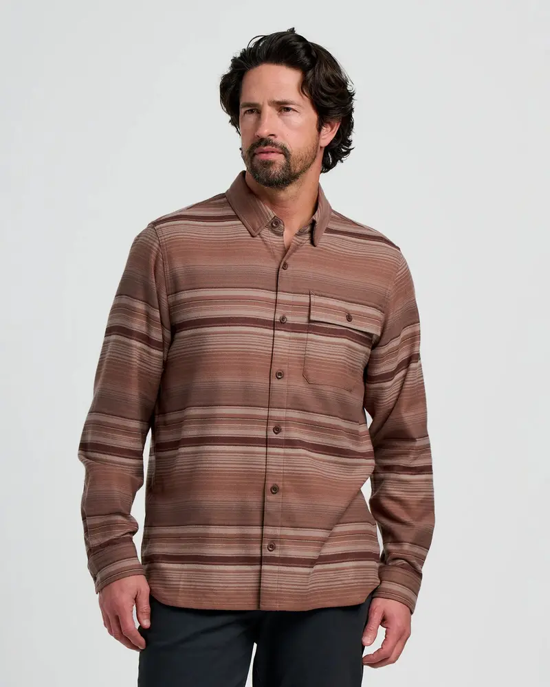 Free Fly Seawool Flannel Long-Sleeve Shirt In Nutmeg Stripe 1