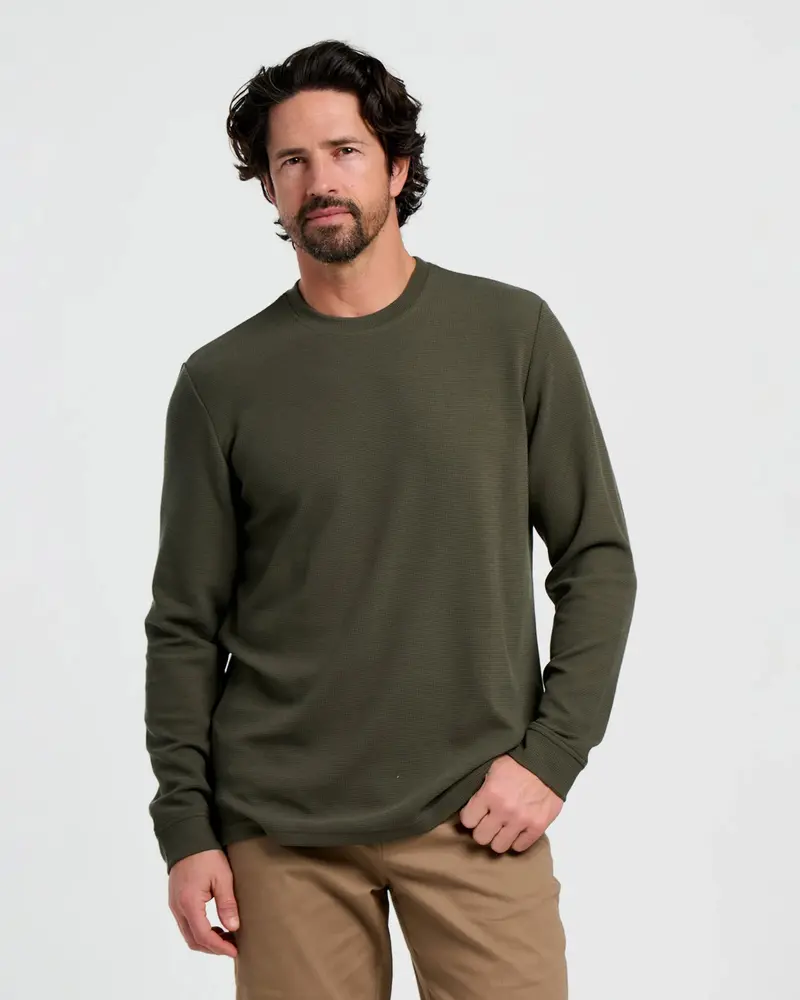 Free Fly Waffle Crew Long-Sleeve Shirt – Dark Forest 1