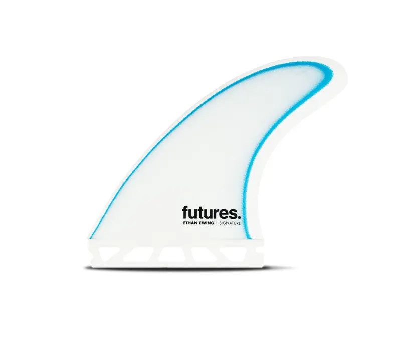 Futures Ethan Ewing Fiberglass Tri-Fin Set – White/Blue, Medium 1