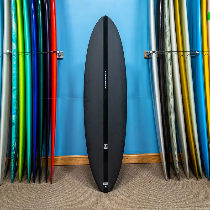 Harley Ingleby Mid 6 Twin Thunderbolt Black Surfboard – 6'10" 1