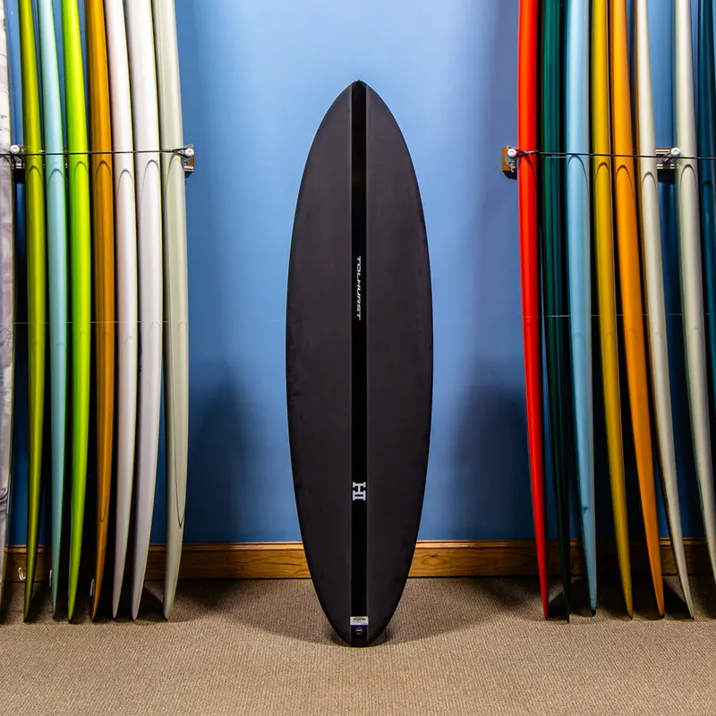 Harley Ingleby Mid 6 Twin Thunderbolt Surfboard – Black, 6'4" 1