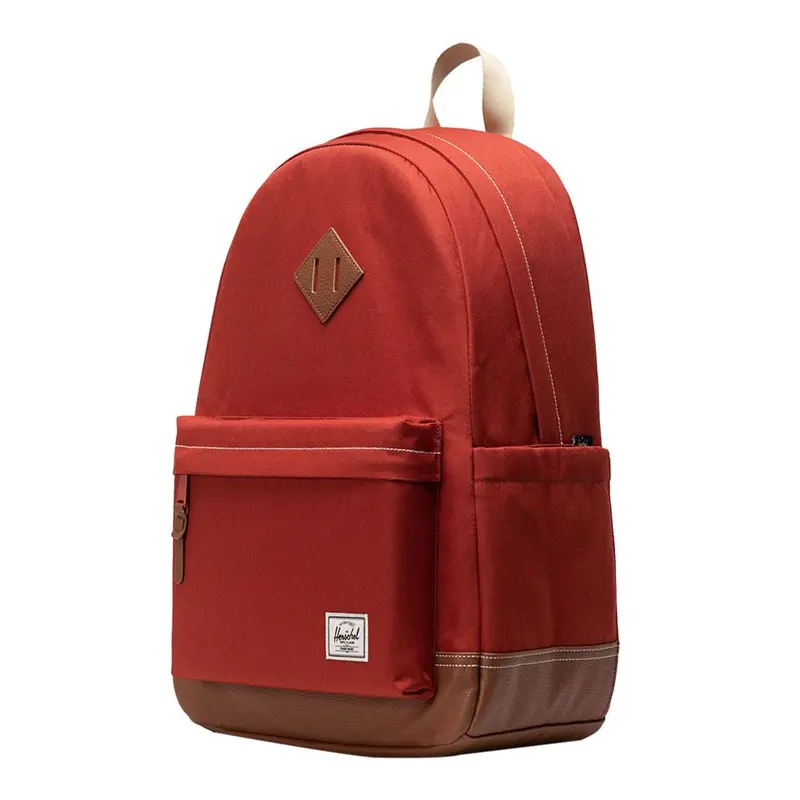 Herschel Heritage Backpack In Red Ochre, Tan, And White Stitch Design 1