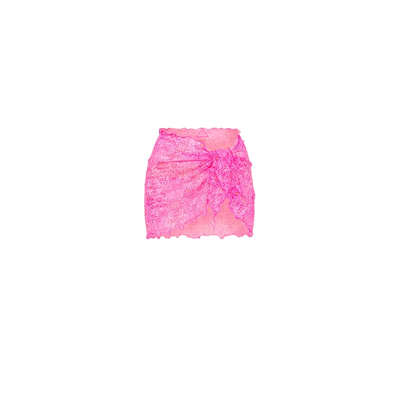 Kulani Kinis Mini Mesh Sarong Skirt – Rose Quartz 1