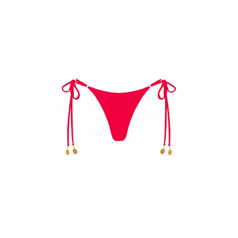 Kulani Kinis Tie-Side Thong Bikini Bottom – Neon Rose Shimmer 1