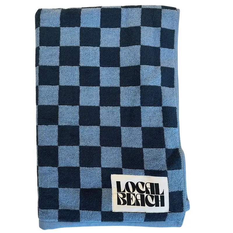 Local Beach Checkered Towel Set – Navy & Light Blue 1