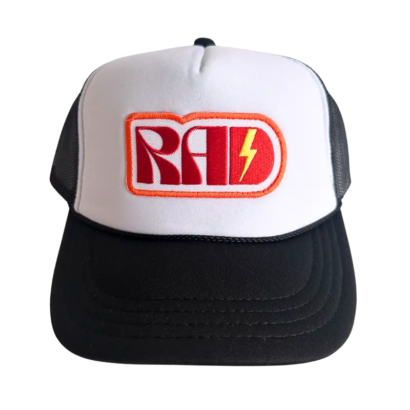 Local Beach Youth Rad Trucker Hat – Black & White 1