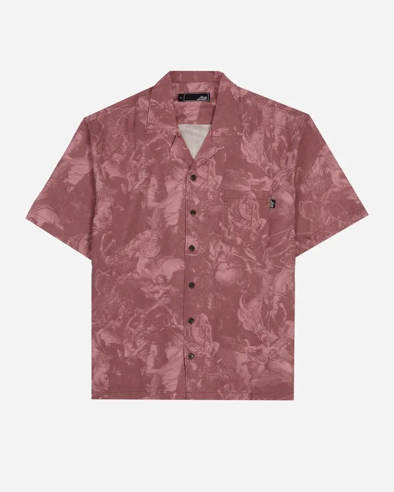 Lost Heavy Metal History Button-Up Shirt In Dried Blood Red 1