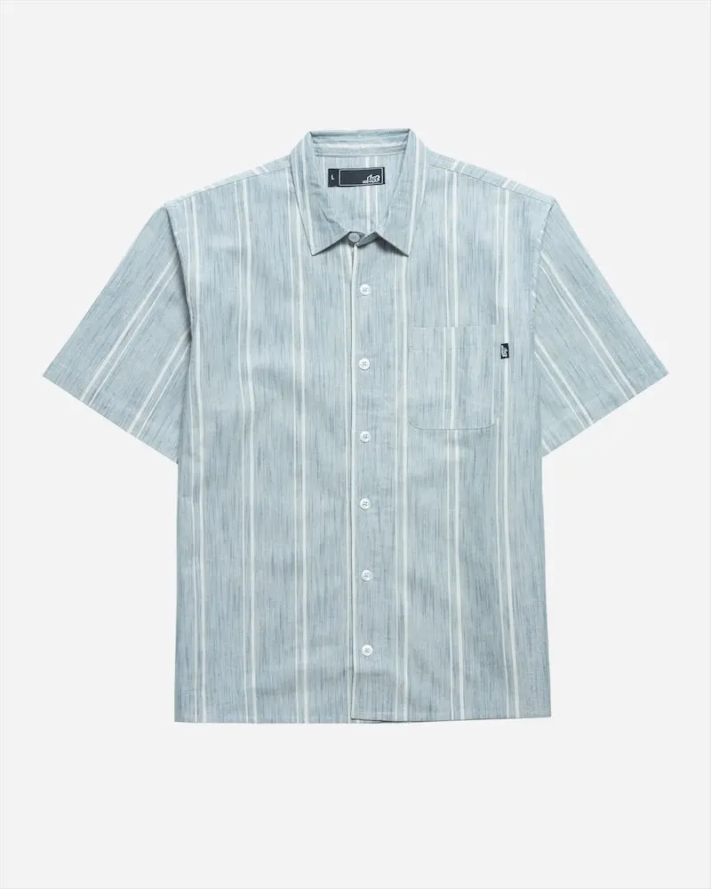 Lost Pastoral Woven Button-Down Shirt In Navy Blue 1