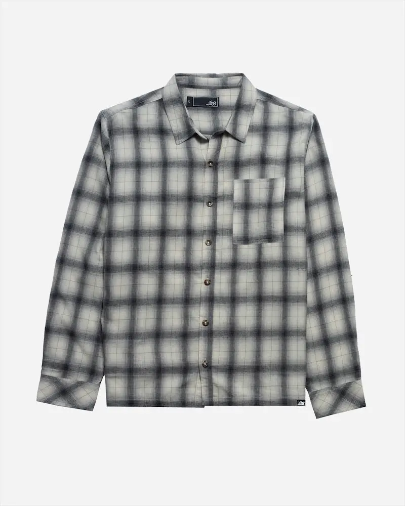 Lost Rowdy Oatmeal Woven Plaid Long-Sleeve Shirt 1