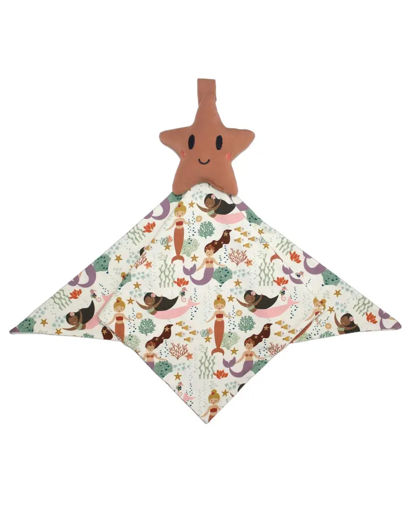 Lucy'S Room Mermaid & Starfish Lovey Blanket – Beige And Multicolor 1