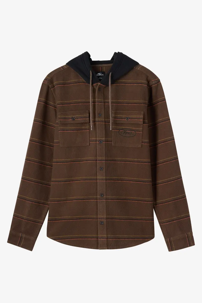 O'Neill Archer Hooded Long-Sleeve Flannel Shirt – Turkish Coffee 1