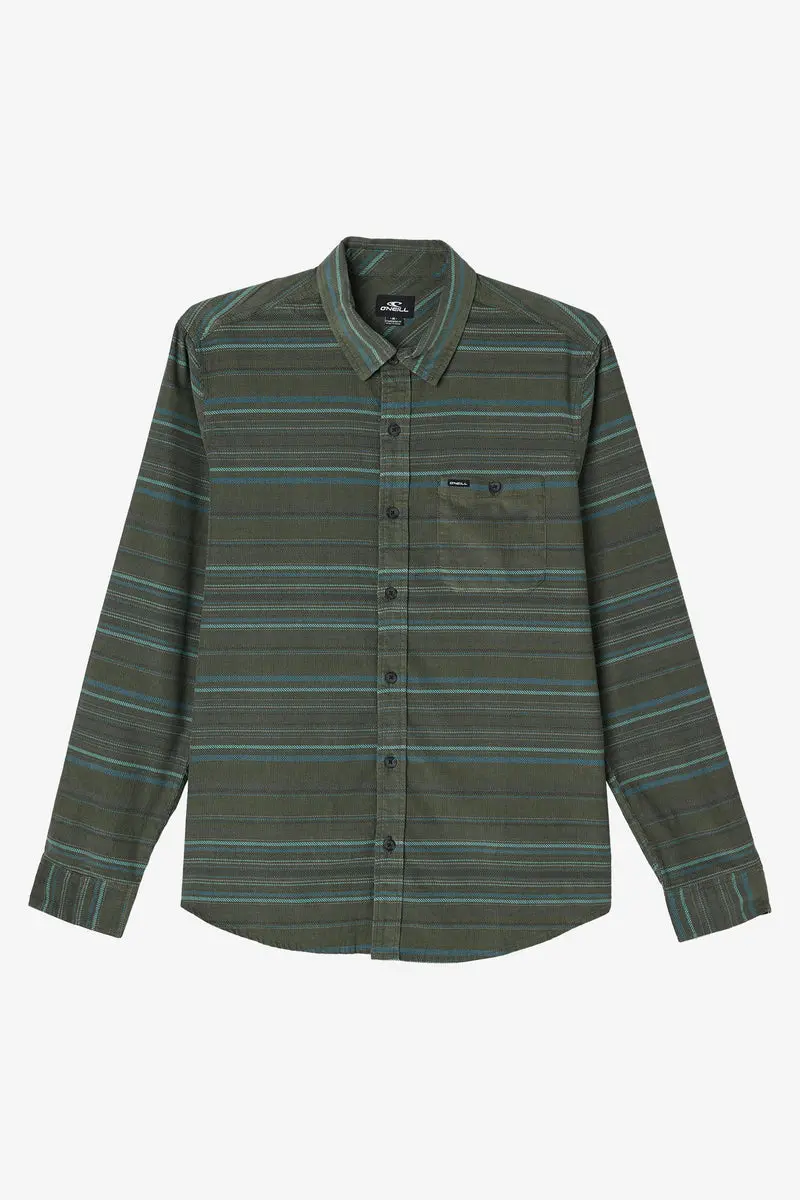O'Neill Caruso Stripe Corduroy Long-Sleeve Shirt In Dark Olive 1