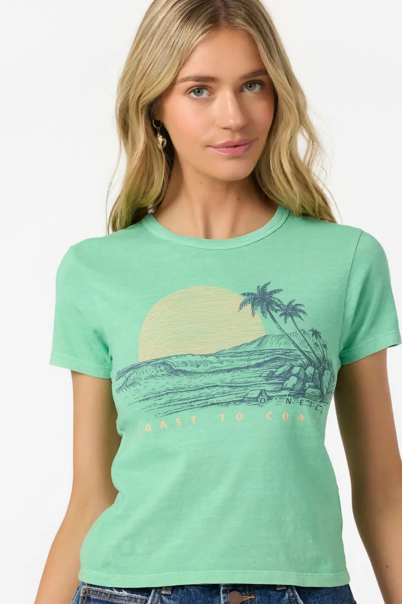 O'Neill Coastal Vibes Crewneck Tee – Jade Cream 1