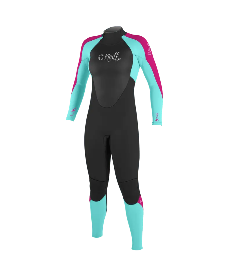 O'Neill Epic Girls' 4/3Mm Full Wetsuit – Black / Seaglass / Berry 1