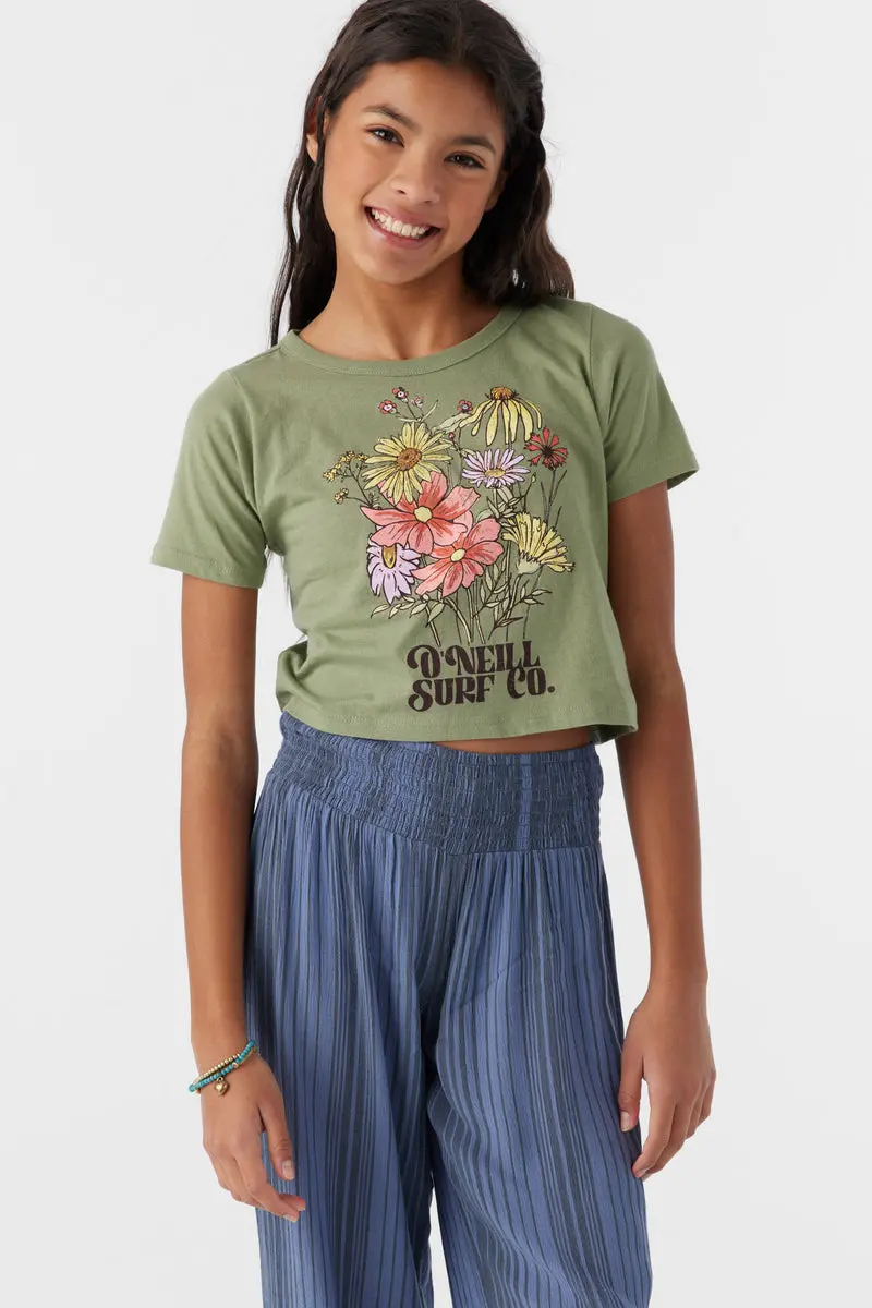 O'Neill Girls Bouquet Print Tee – Oil Green Shade 1