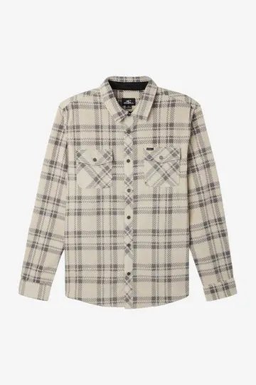 O'Neill Glacier Light Khaki Plaid Long Sleeve Shirt 1