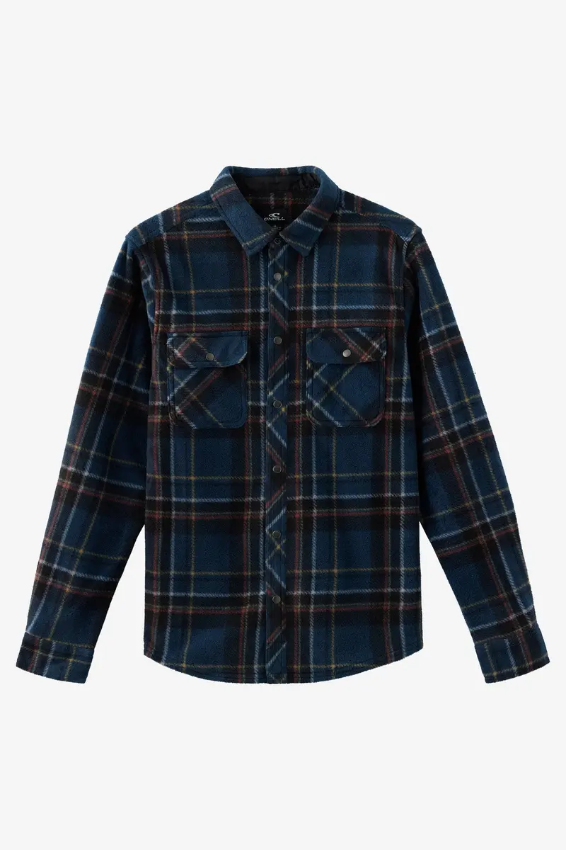 O'Neill Glacier Plaid Long-Sleeve Superfleece Shirt – Midnight Navy 1