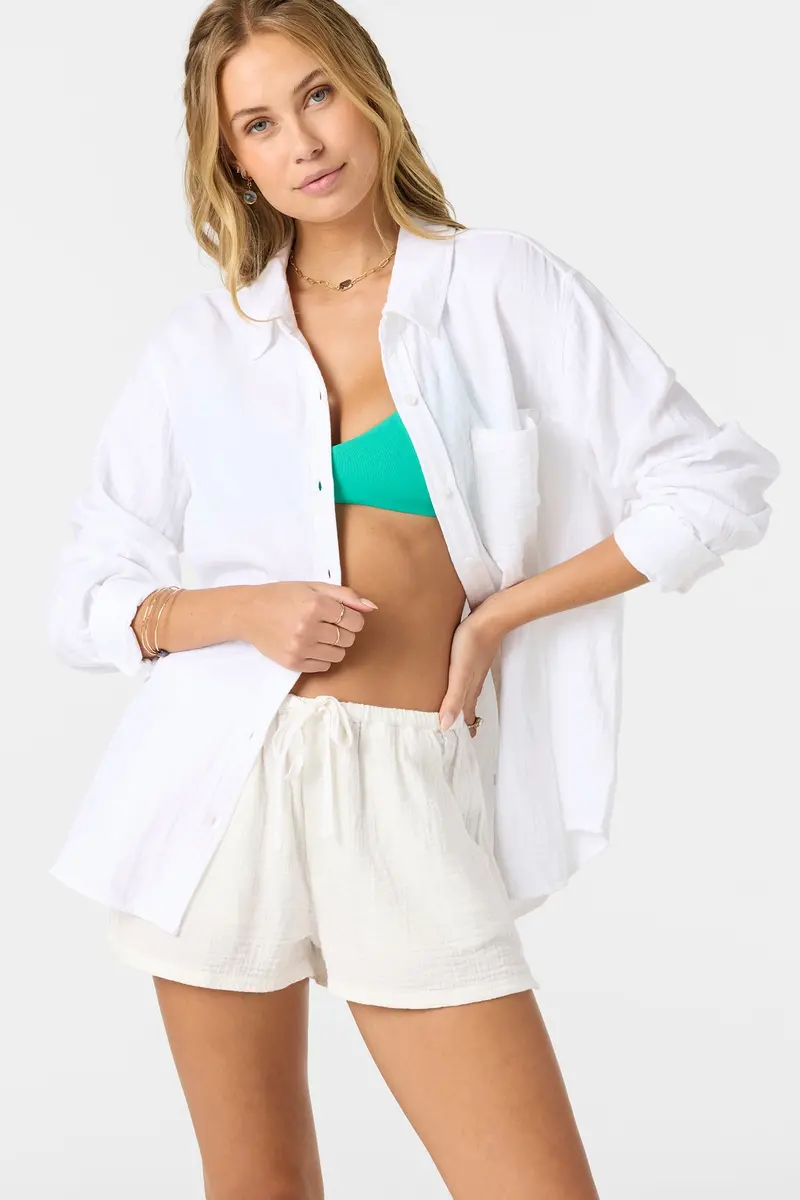 O'Neill Leni Relaxed Fit Long-Sleeve Shirt – White 1