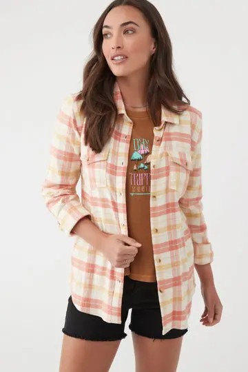O'Neill Nash Mango Flannel Long Sleeve Shirt 1