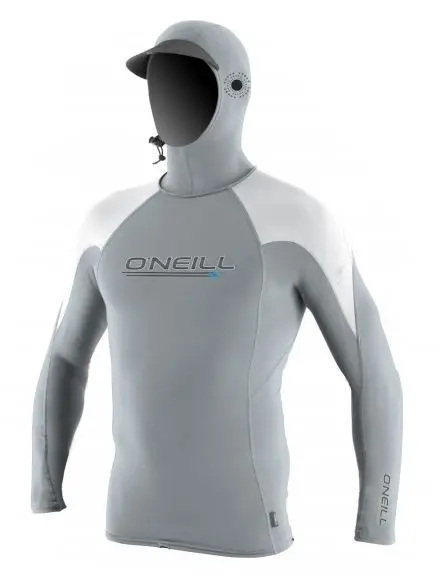 O'Neill O'Zone Hooded Long-Sleeve Rashguard – Cool Gray/White 1