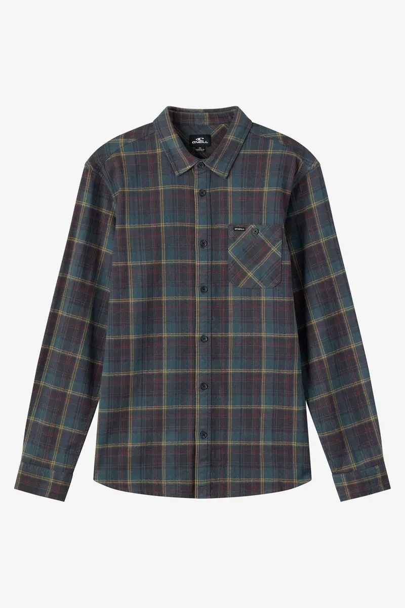 O'Neill Redmond Plaid Long-Sleeve Flannel Shirt – Dark Slate 1