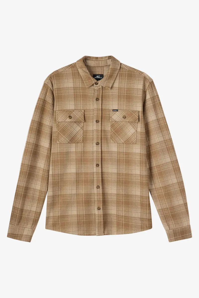 O'Neill Sutton Knit Plaid Long-Sleeve Shirt – Dark Khaki 1