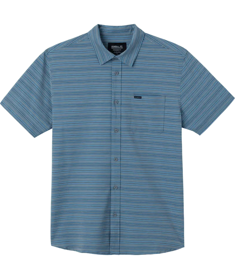 O'Neill Trvlr Upf Short-Sleeve Shirt – Grey Stripe Pattern 1