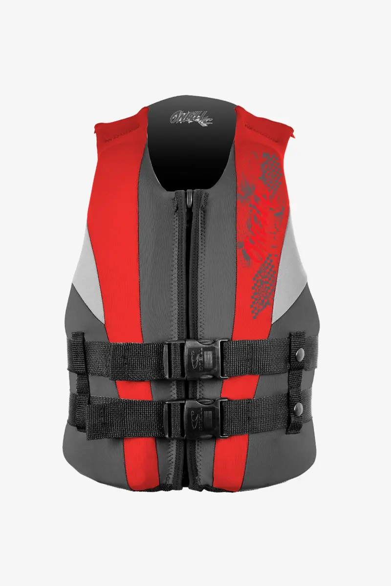 O'Neill Youth Reactor Uscg-Approved Life Vest – Coal/Red/Flint 1