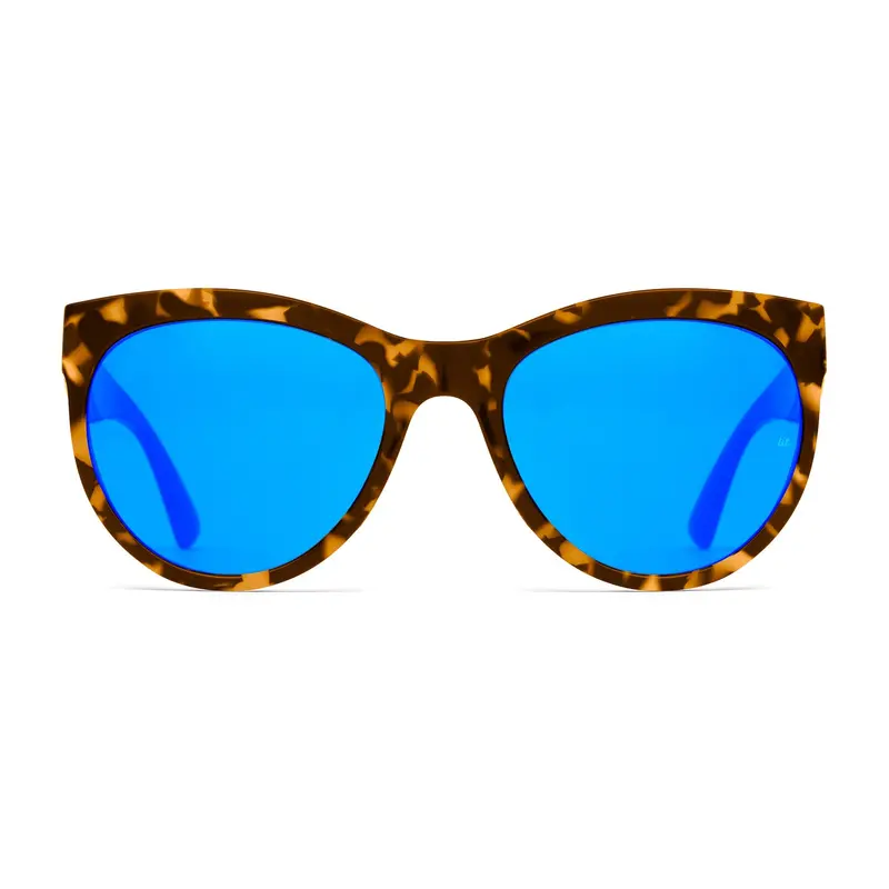 Otis Aerial Sunglasses – Matte Honey Tortoise Frame With Lit Blue Mirror Polarized Lenses 1