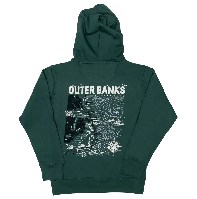 Outer Banks Map Hooded Sweatshirt – Pine 1