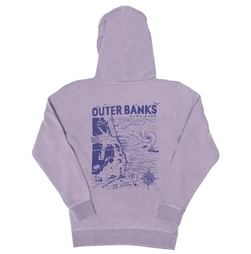 Outer Banks Map Hooded Sweatshirt – Plum 1