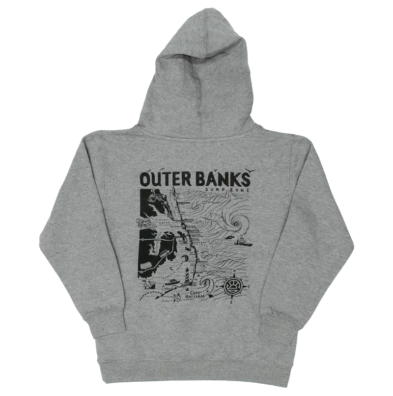 Outer Banks Map Kids Hoodie In Carbon Grey 1