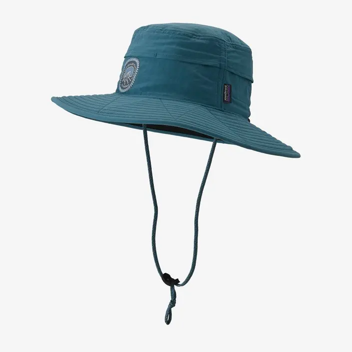 Patagonia Baggies Brimmer Hat With Abalone Blue Clean Currents Patch 1