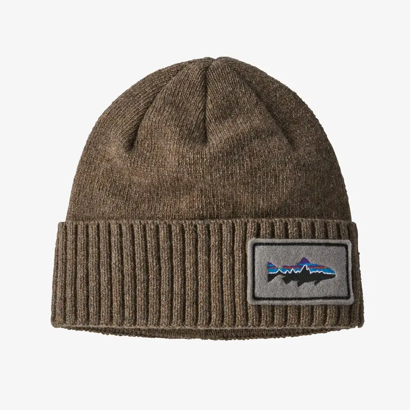 Patagonia Brodeo Beanie With Fitz Roy Trout Patch In Ash Tan 1