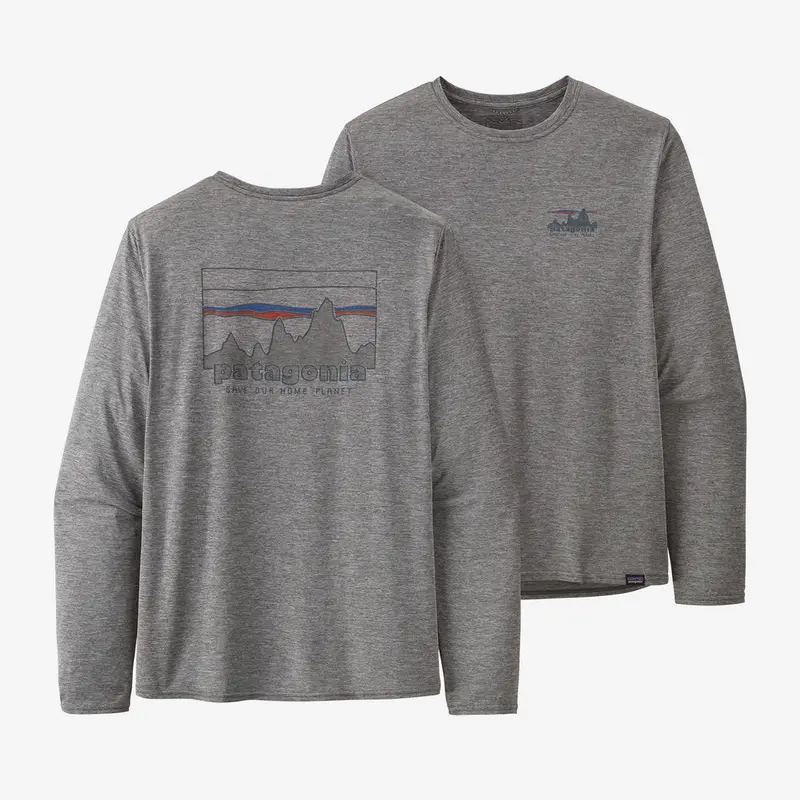 Patagonia Cap Cool Daily Long-Sleeve Graphic Shirt In Skyline Feather Grey 1