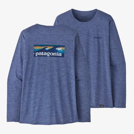Patagonia Cap Cool Daily Long-Sleeve Graphic Tee – Boardshort Logo In Current Blue X-Dye 1