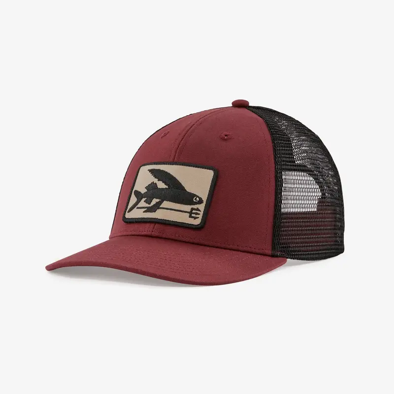 Patagonia Flying Fish Lopro Trucker Hat In Sequoia Red 1
